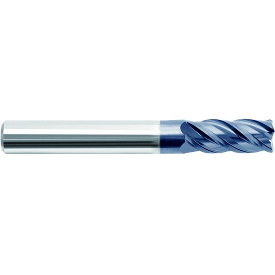 Picture of ZCC VSM-4R-1/4 R030 KMG405 Dia 1/4 SH 0.2500 LOC 0.7500 OAL2.50 End Mill Standard Flute Variable Helix Carbide TiAlN Single End Corner Radius0.0300 0.76mm